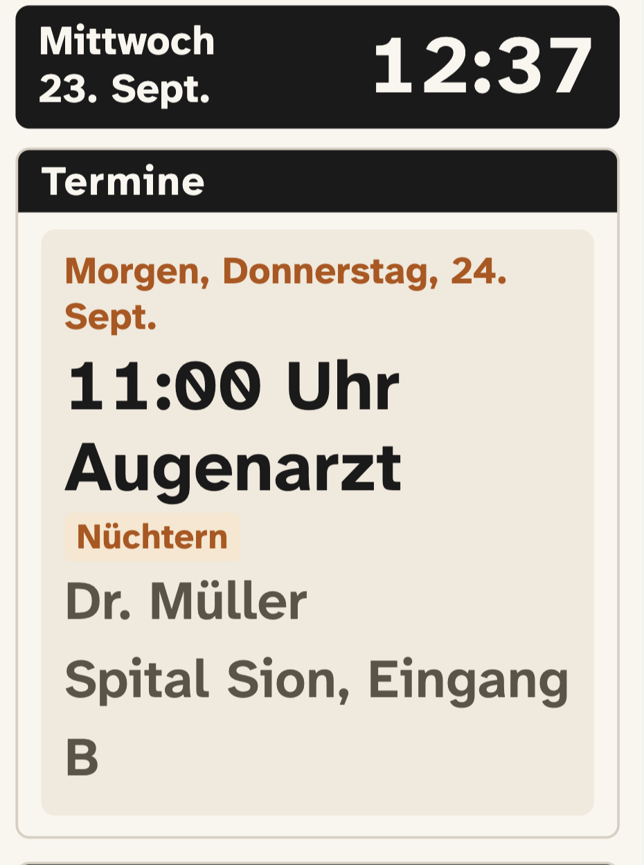 Die Rosalie-Anzeige auf einem Tablet